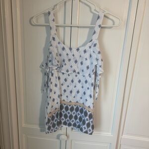 Maurices White and Navy Geometric Blouse